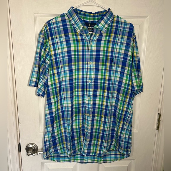 Ralph Lauren Classic Fit Performance Plaid Button Up Size Large. RL Untucked Fit - Picture 1 of 9